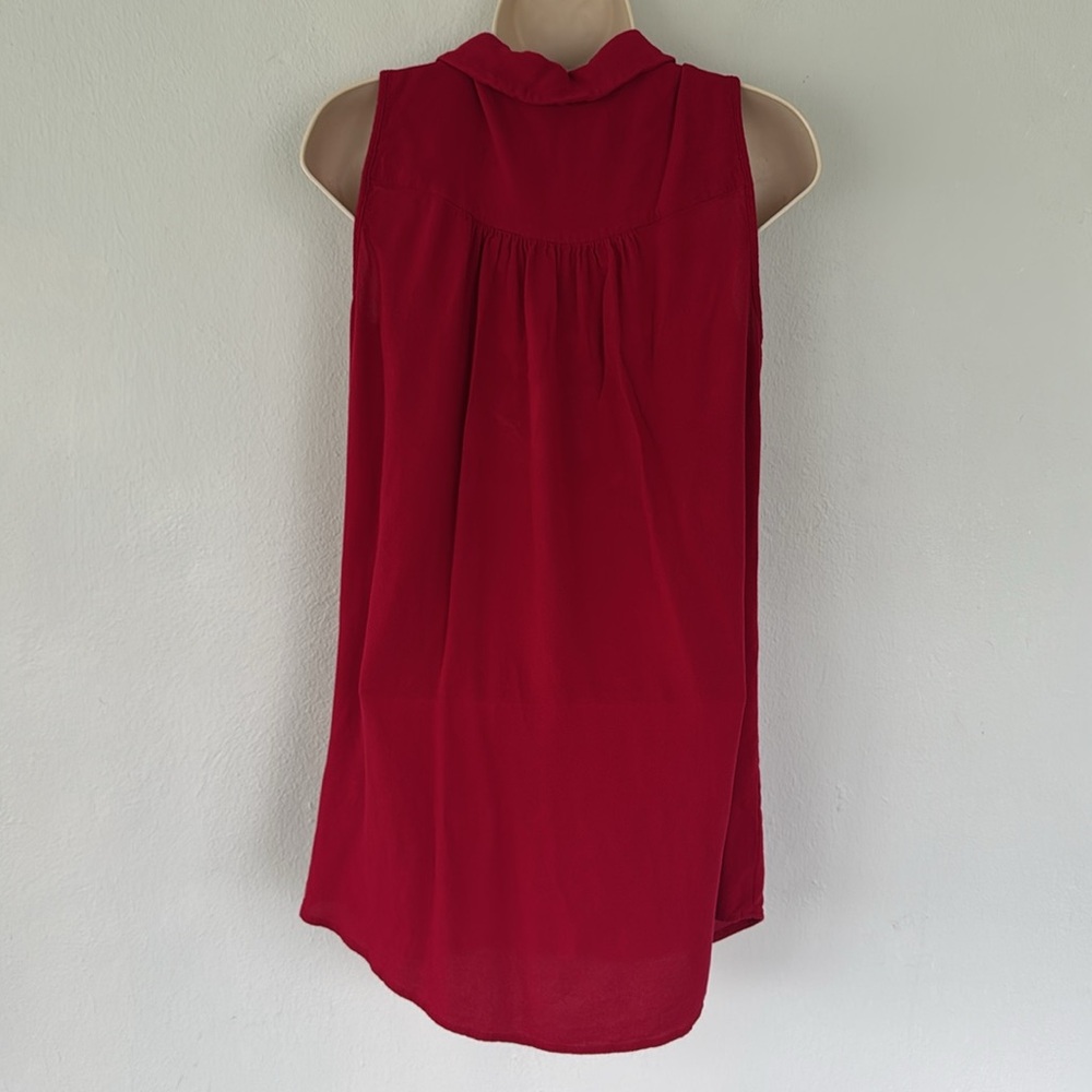 Forever 21 red collared button front sleeveless shift style dress size medium - Picture 8 of 12